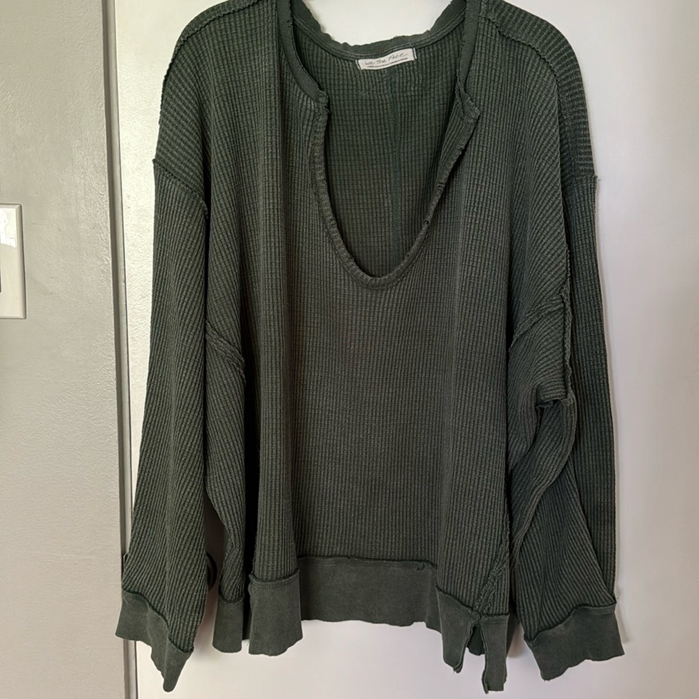 Free People Large waffle sweatshirt
